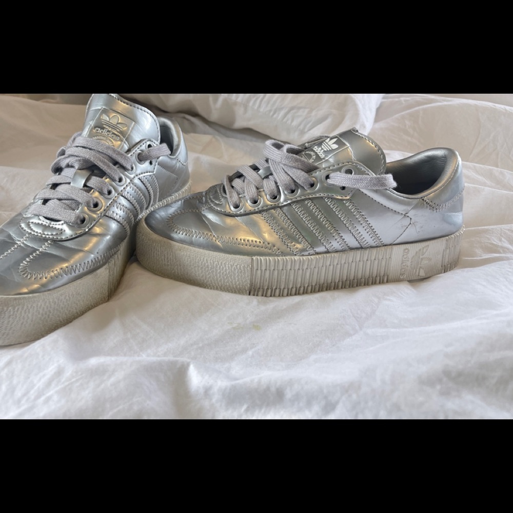 Adidas Sambarose Platform Shoes | Silver Metallic / Crystal White